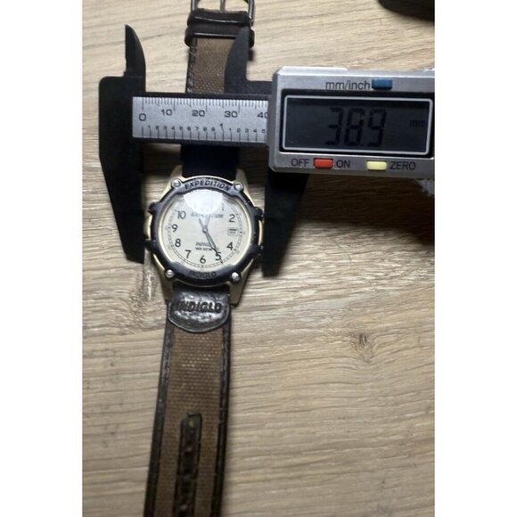 Vtg Timex Expedition Indiglo Field Camper Men’s Watch Brown Leather Canvas Band - Picture 5 of 7